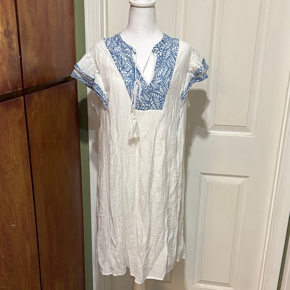 Blue and White Embroidered Women's Dress Brand New Size XL